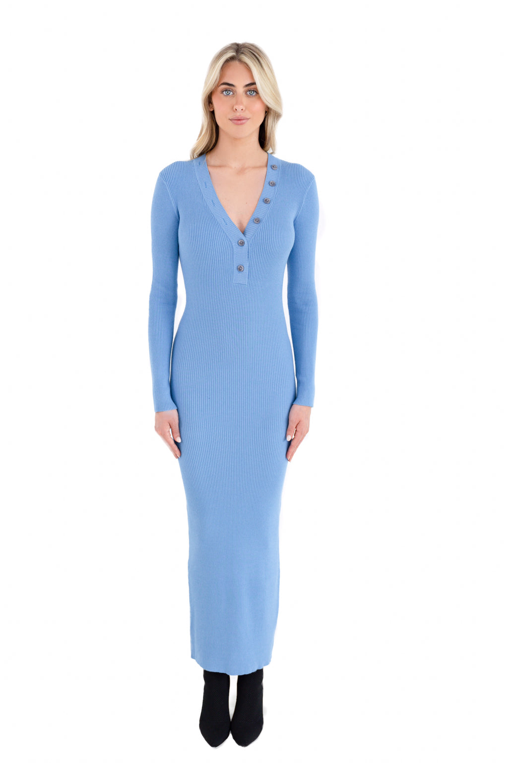 Cordoba Long Knit Dress Blue