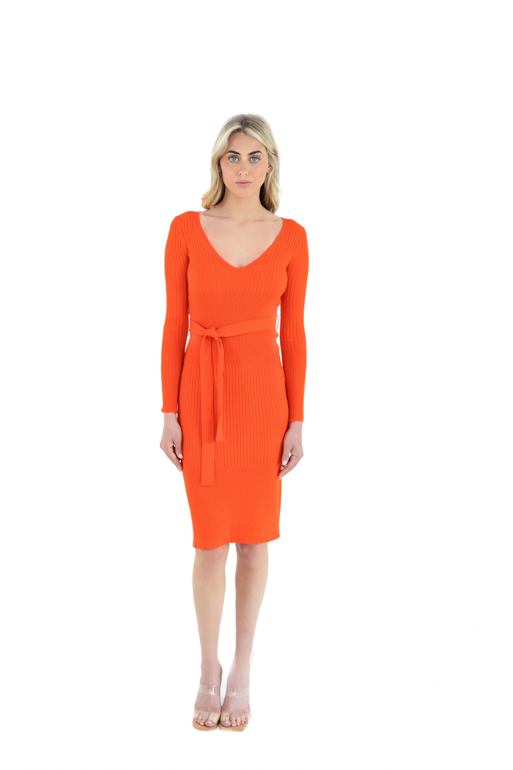 Vinezia Long Sleeve Dress in Tangerine